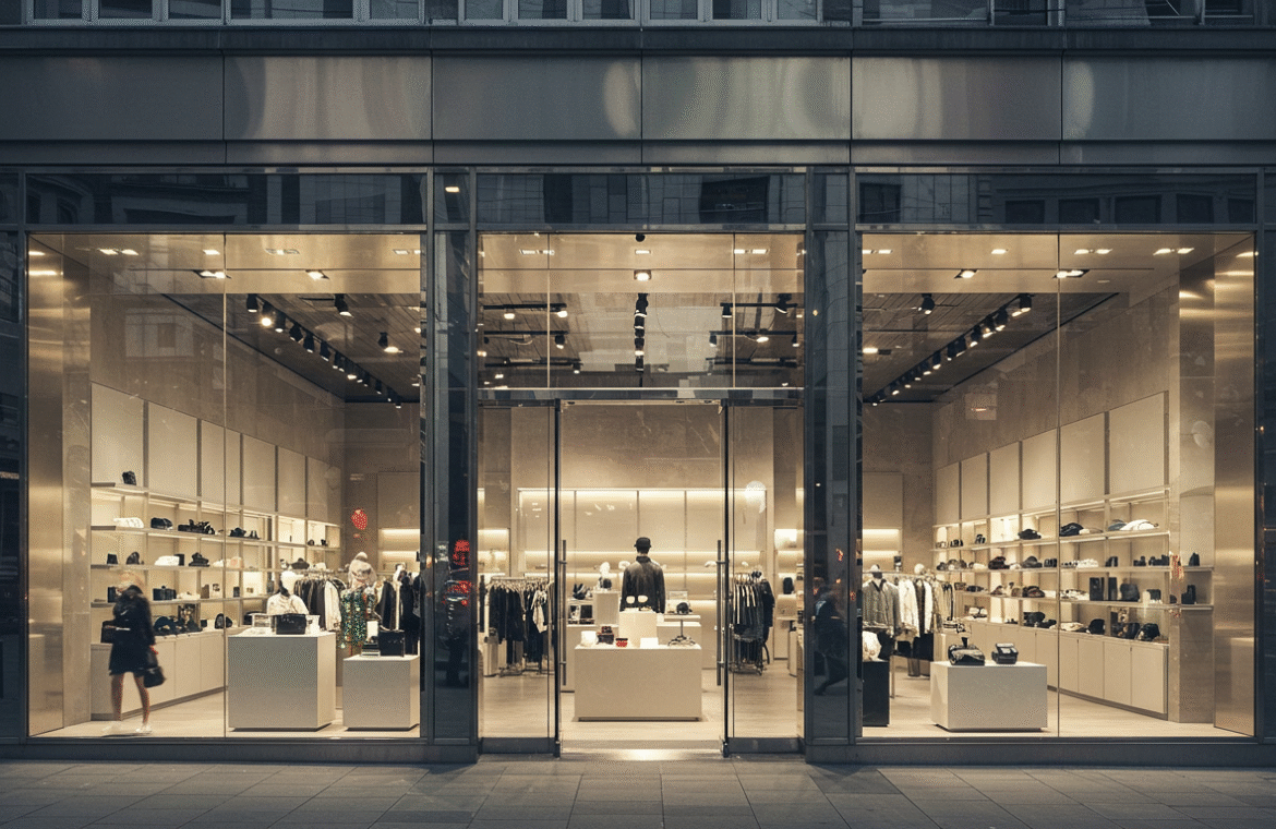 Les vitrines d'un magasin